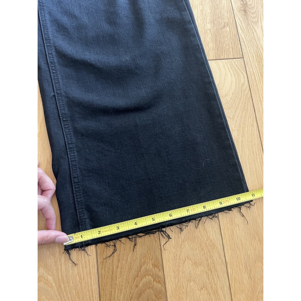 Oat New York Wide Leg Raw Hem High Rise Washed Black Patch Pocket Womens 6/28 - Picture 2 of 11